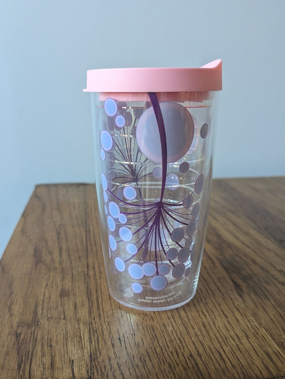 Fiesta Purple Dots Flowers Floral Tervis 16 oz Insulated Tumbler + Pink Lid